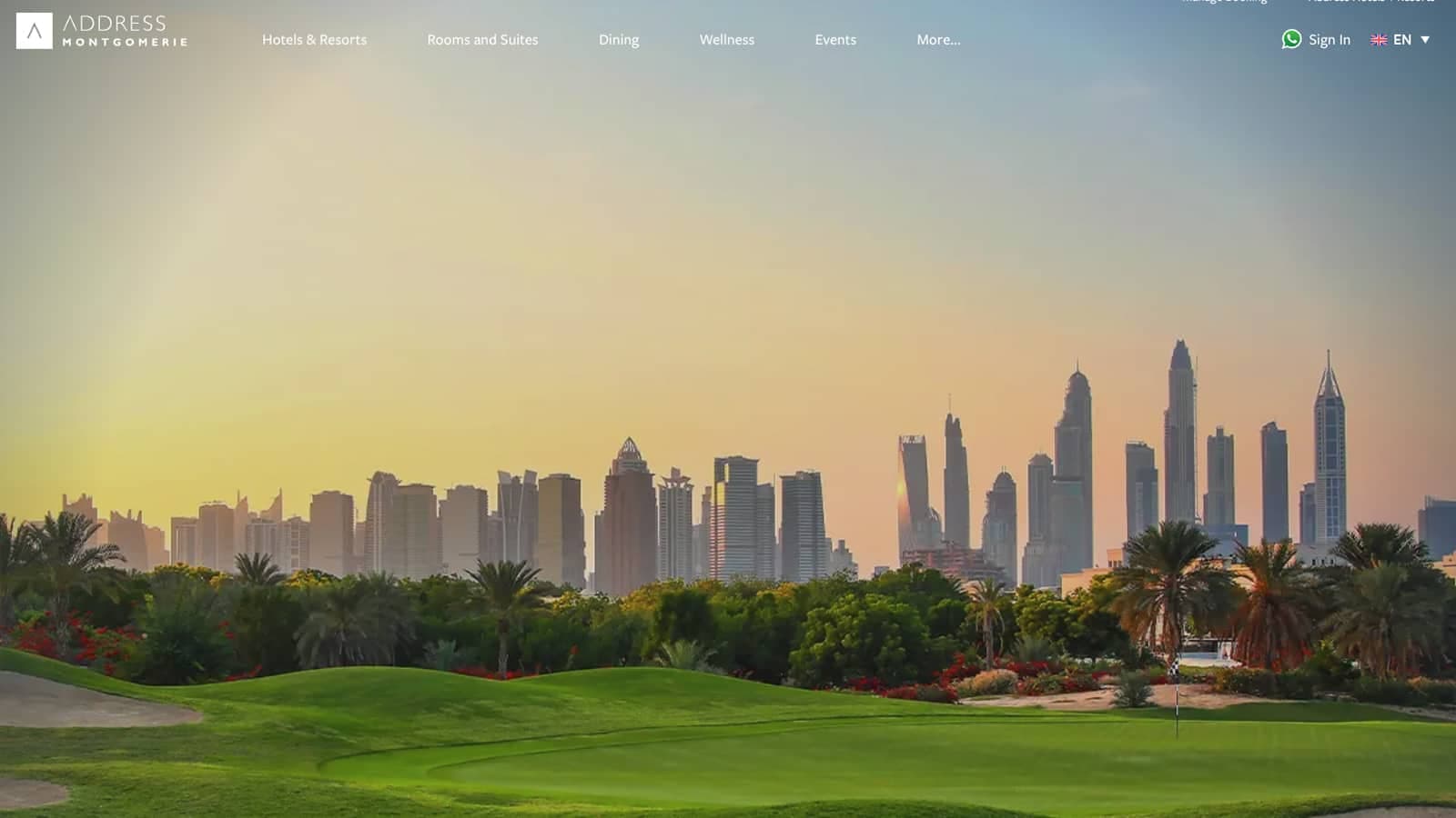 The Address Montgomerie Dubai hotel & golf resort website