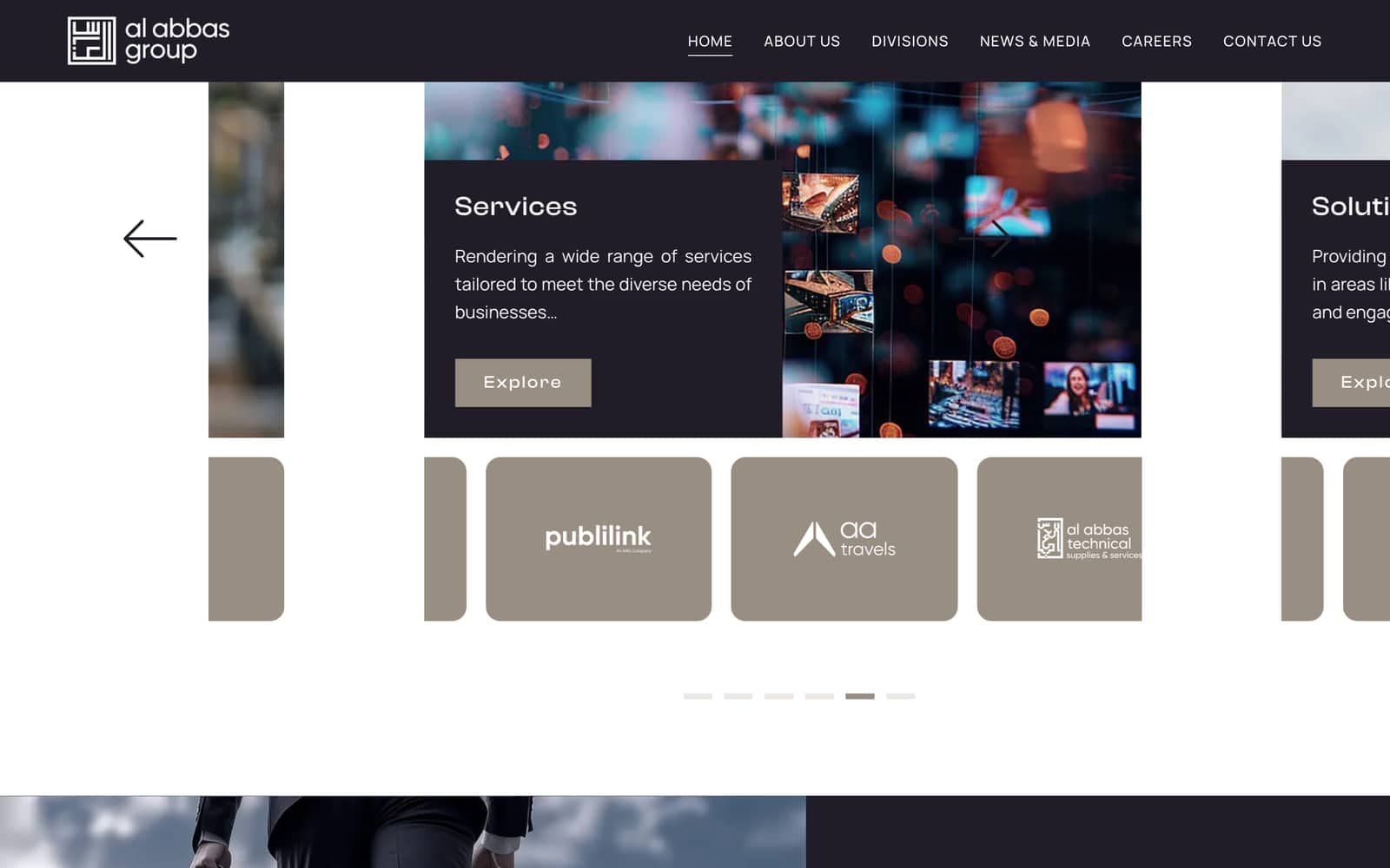 Group divisions and companies — Publilink, AA Travels, Al Abbas Technical