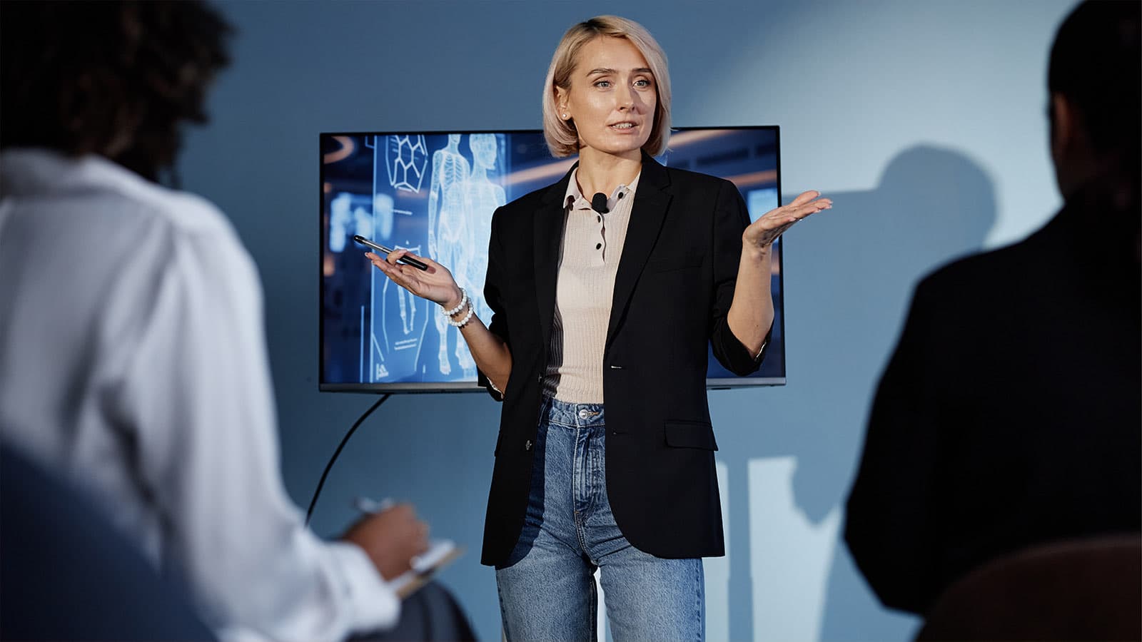 AI corporate workshop on a pink gradient
