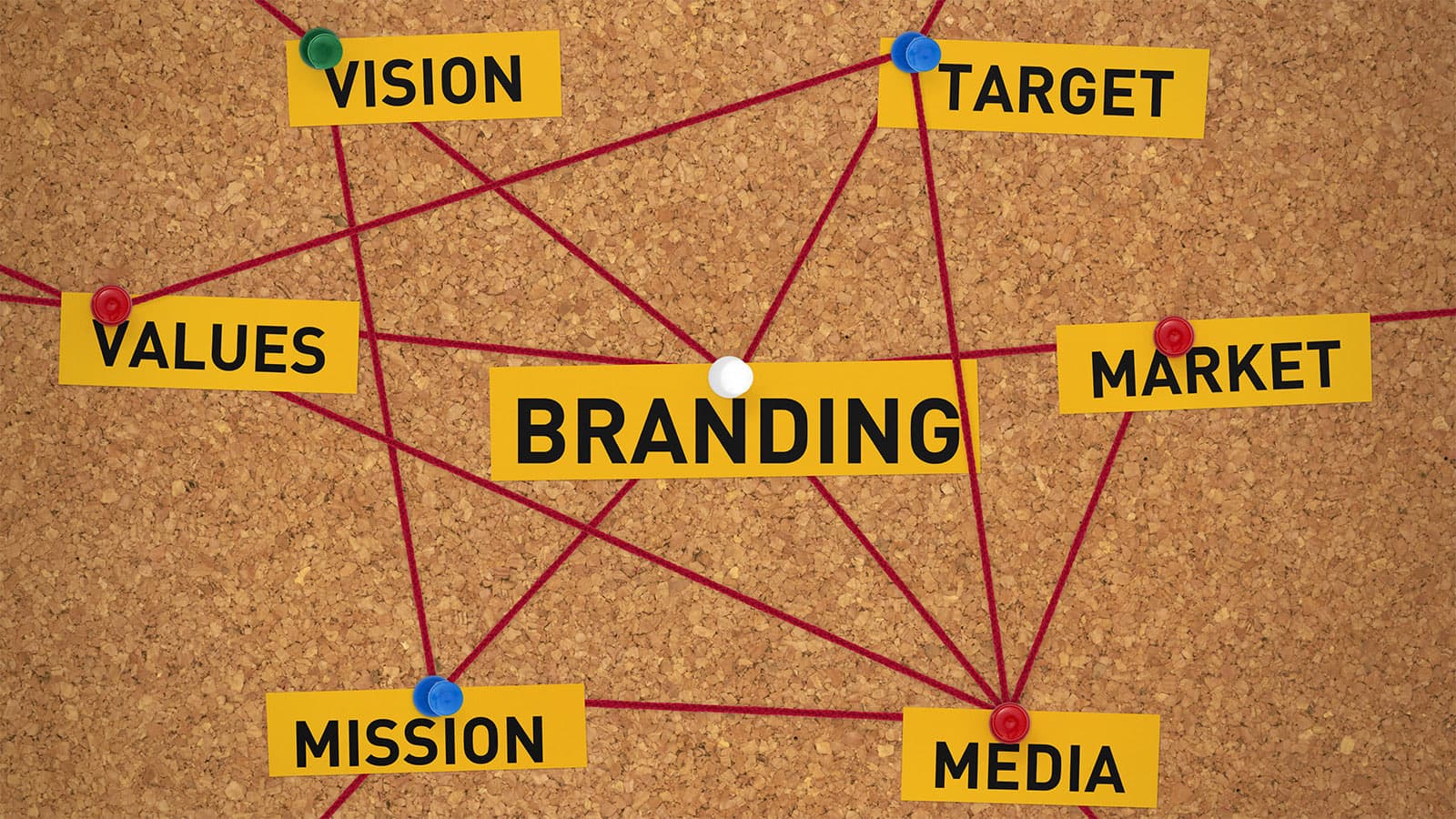 Brand identity system on a pink gradient