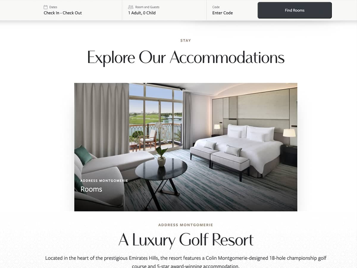 Explore Our Accommodations — luxury rooms at the golf resort