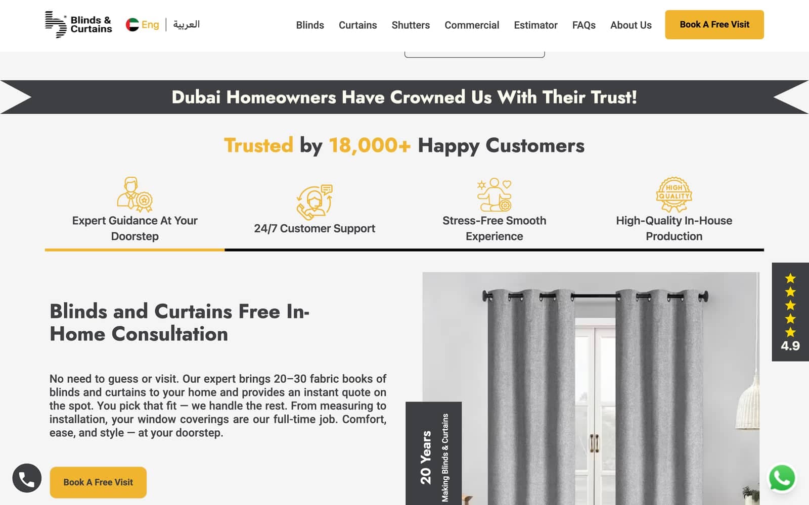 Trusted by 18,000+ Dubai homeowners — free in-home consultation section